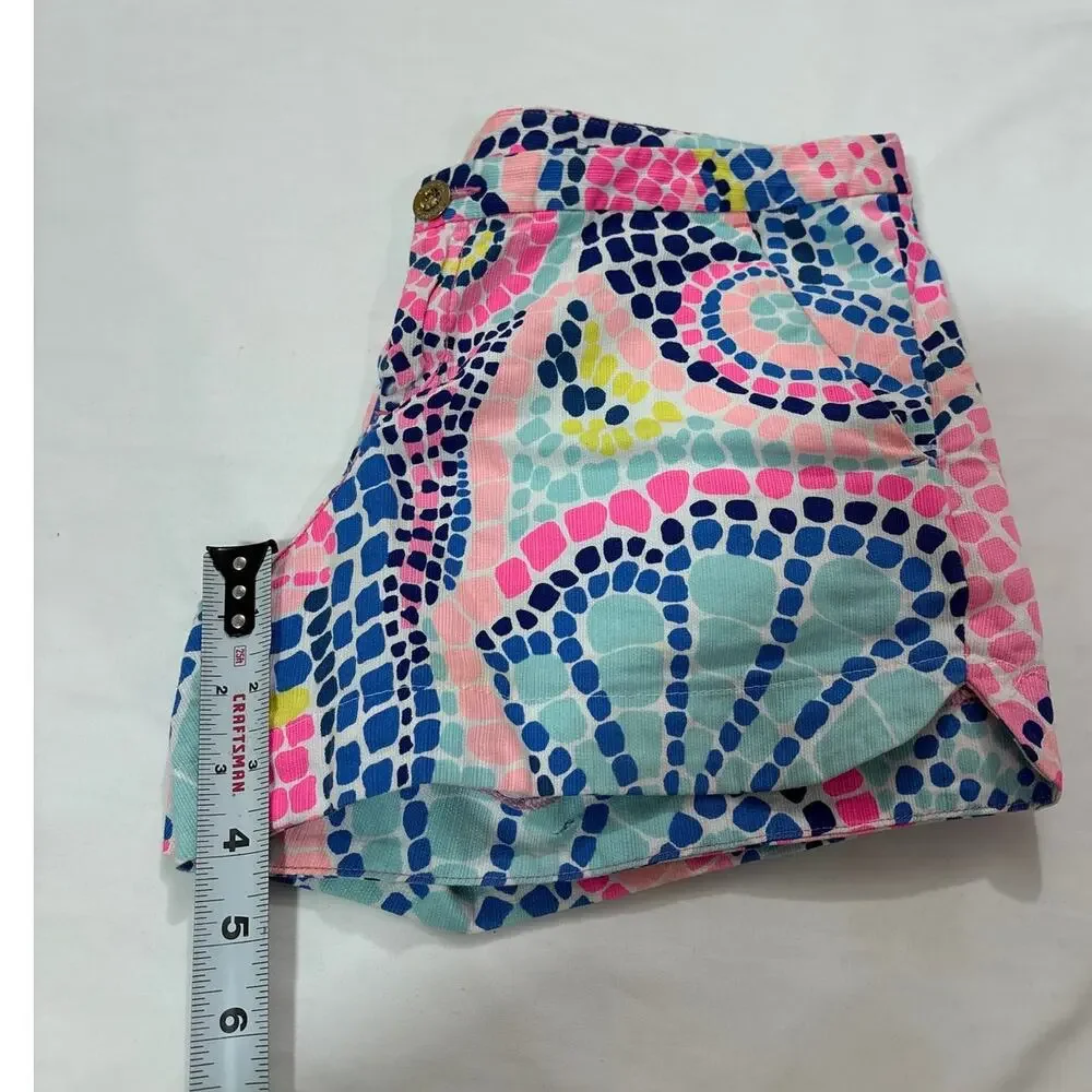 Lilly Pulitzer Womens 2 Cotton Adie Shorts Wave Print Summer Vacation Resortwear
